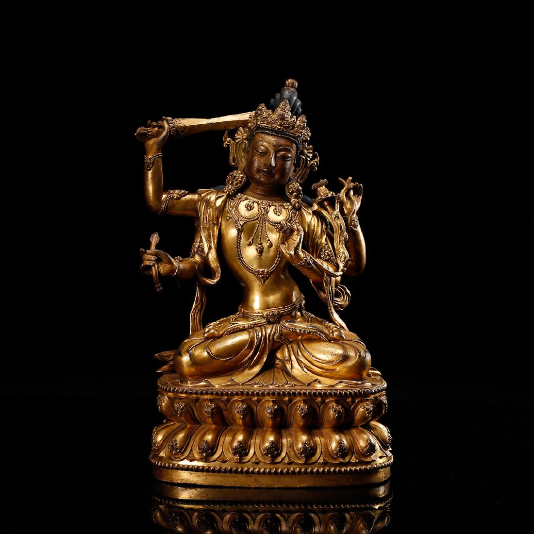 CHINESE GILT BRONZE SEATED GUANYIN (1 of 9)