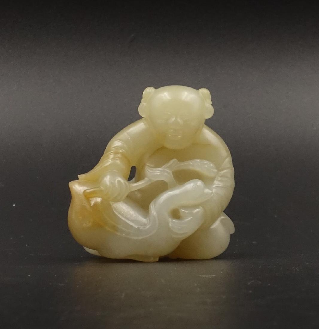 CHINESE JADE CARVED BOY AND GOOSE (1 of 14)