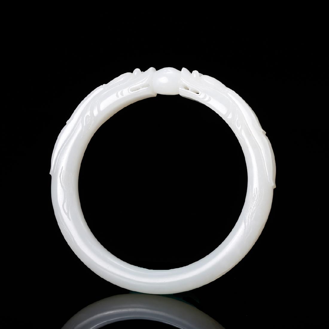 CHINESE WHITE JADE DRAGON BANGLE (1 of 8)