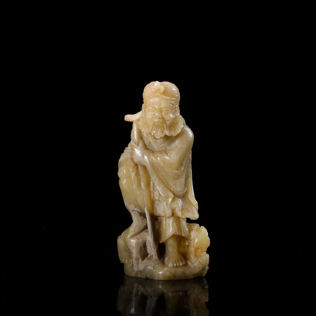 CHINESE SOAPSTONE LOHAN: Height: 3.1 inches. Width: 1.3 inches. Thickness: 1.1 inches. Height: 7.9cm Width: 3.4cm Thickness: 2.9cm Weight: 74.8g