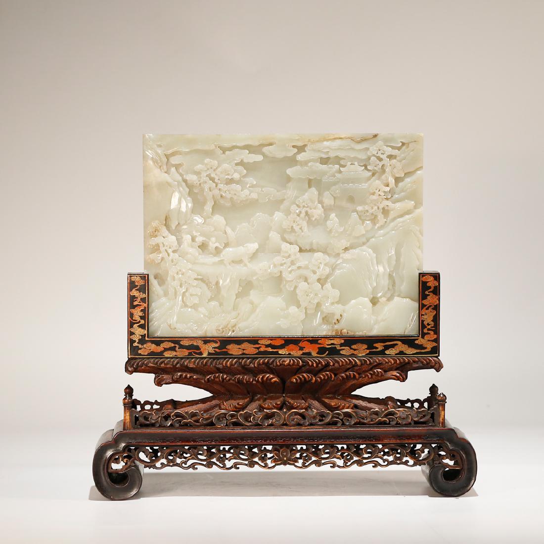 CHINESE WHITE JADE TABLE SCREEN (1 of 7)