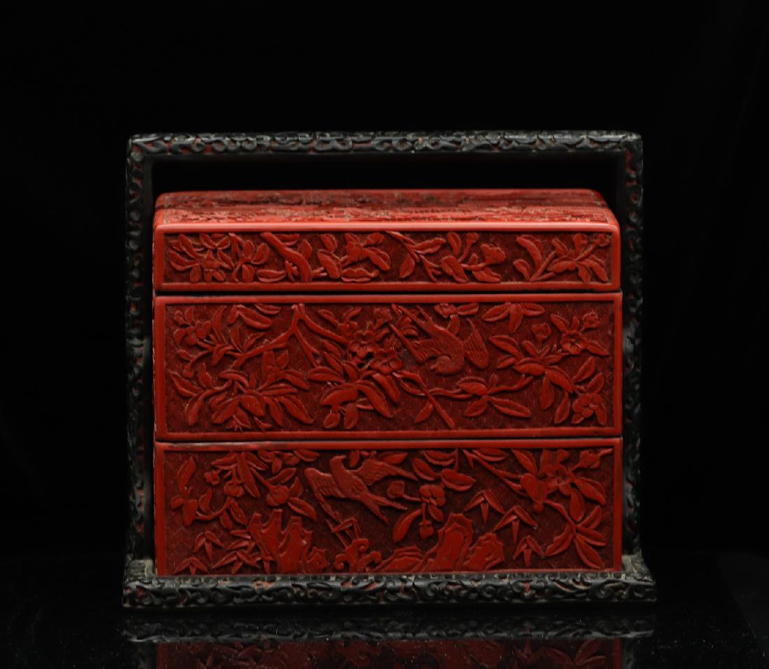 CHINESE CINNABAR LACQUER STACKED BOX (1 of 11)
