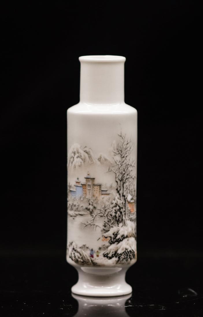 CHINESE REP. PERIOD PAINTED PORCELAIN VASE, SNOW S: Height: 5.1 inches. Width: 1.5 inches. Height: 13cm Width: 3.8cm Provenance: From the collections of Mr. RexÂ Clark estates from North Hempstead, NY.