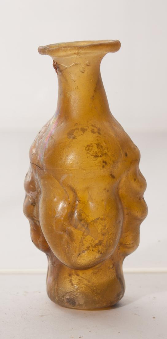ANCIENT ROMAN GLASS FLASK WITH FACE (1 of 8)