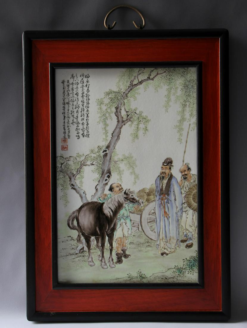 CHINESE FAMILLE ROSE PORCELAIN WALL PLAQUE, MARKED: Height: 22.8 Inch, Width: 16.1 Inch , Height: 58cm , Width: 41cm , Provenance: collection of Mr. Kent Ho, Richmond town, NY.