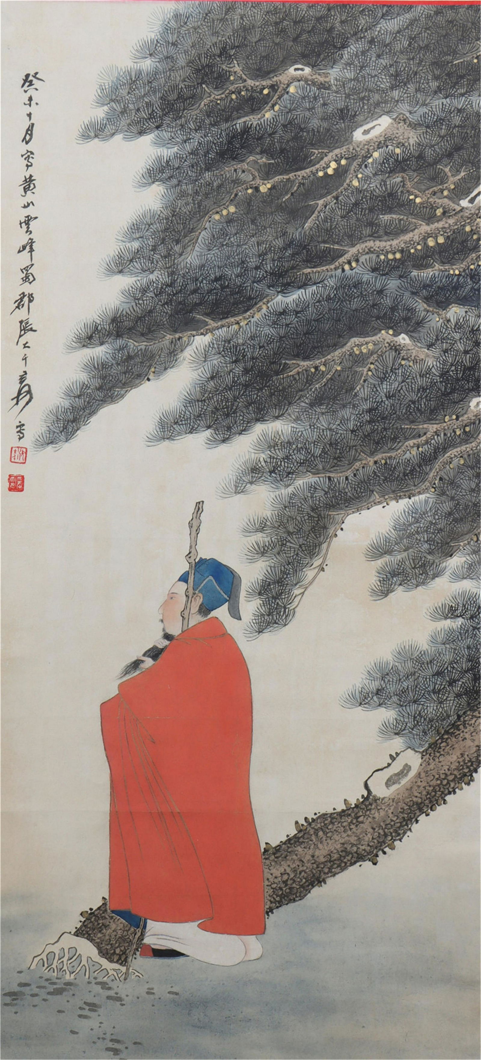 Chinese Scroll Painting Of Scholars Under Pines Tree (1 of 3)