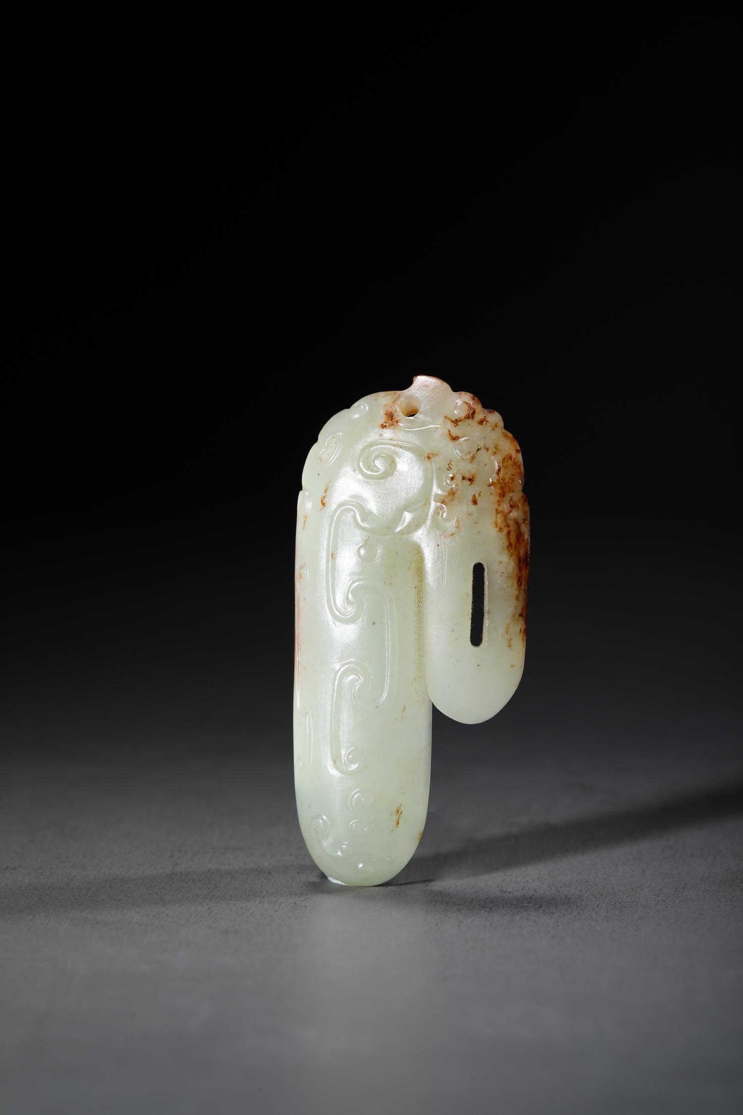 Chinese White Jade Carved Scroll Pin (1 of 6)