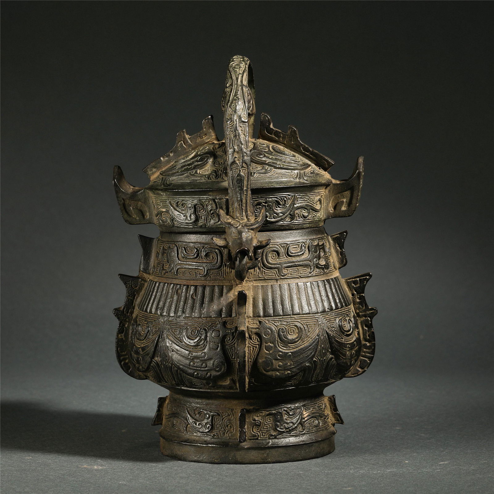 Chinese Bronze Loop-Handled Furnace With Beast Patterns (1 of 10)