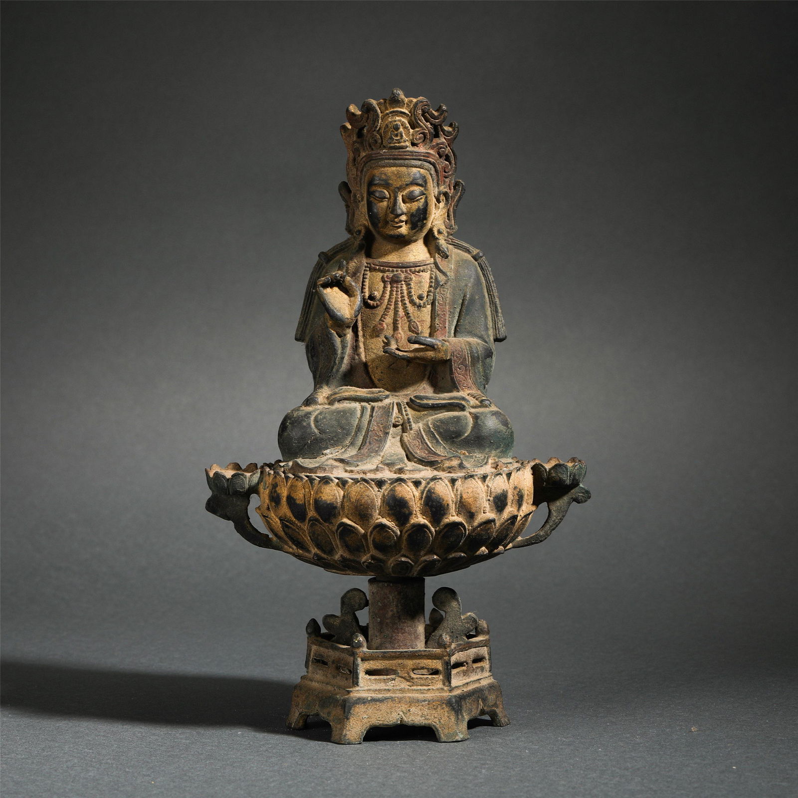 Chinese Bronze Statue Of Seated Bodhisattva On Lotus (1 of 10)