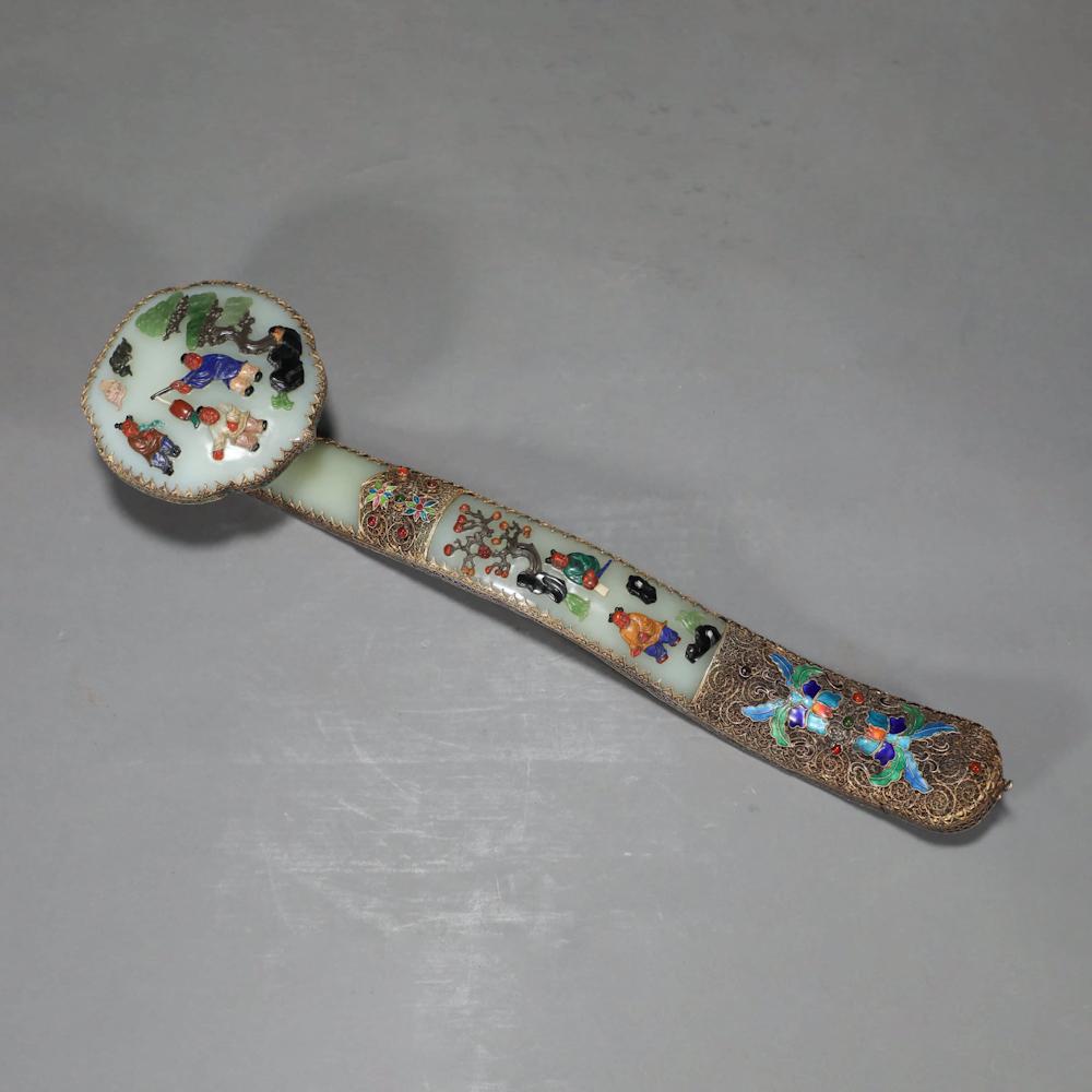 AN ENAMEL-INLAID WHITE JADE RUYI (1 of 15)