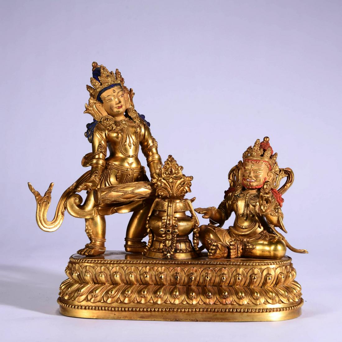 A Gilt Bronze Statue Of Vajrapani And Mahasiddhas (1 of 8)