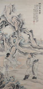 A Chinese Figure Painting, Zhang Feng Mark: Dimension: 53.1 x 26 inches, 135 x 66 cm.