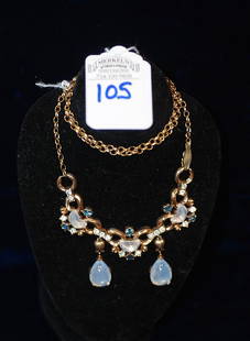 Gold Filled Trifari Necklace with Moonstone Style w/: Gorgeous necklace. Marked Trifari.