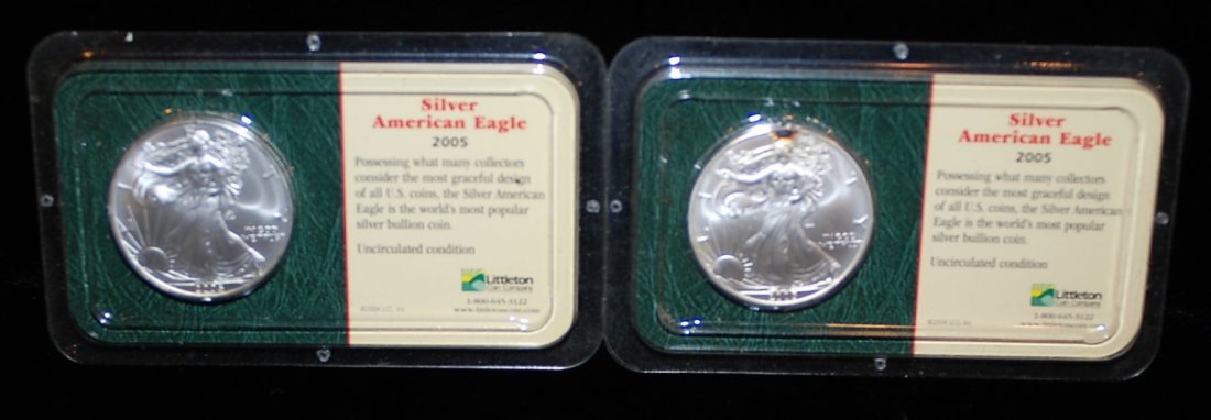 Lot of 2 2005 Silver American Eagle 1 Troy oz. .999 UNC (1 of 4)