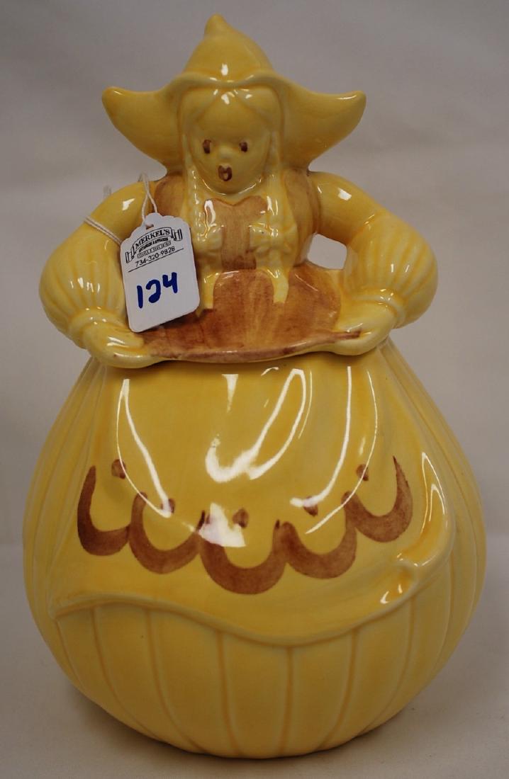 Red Wing Katrina the Dutch Girl Yellow Cookie Jar 10.5: Red Wing Katrina the Dutch Girl Yellow Cookie Jar 10 ½" w/ lid.This jar is in an excellent condition. There are no cracks or chips. Great color. The jar is 10 ½” in height, and the overall