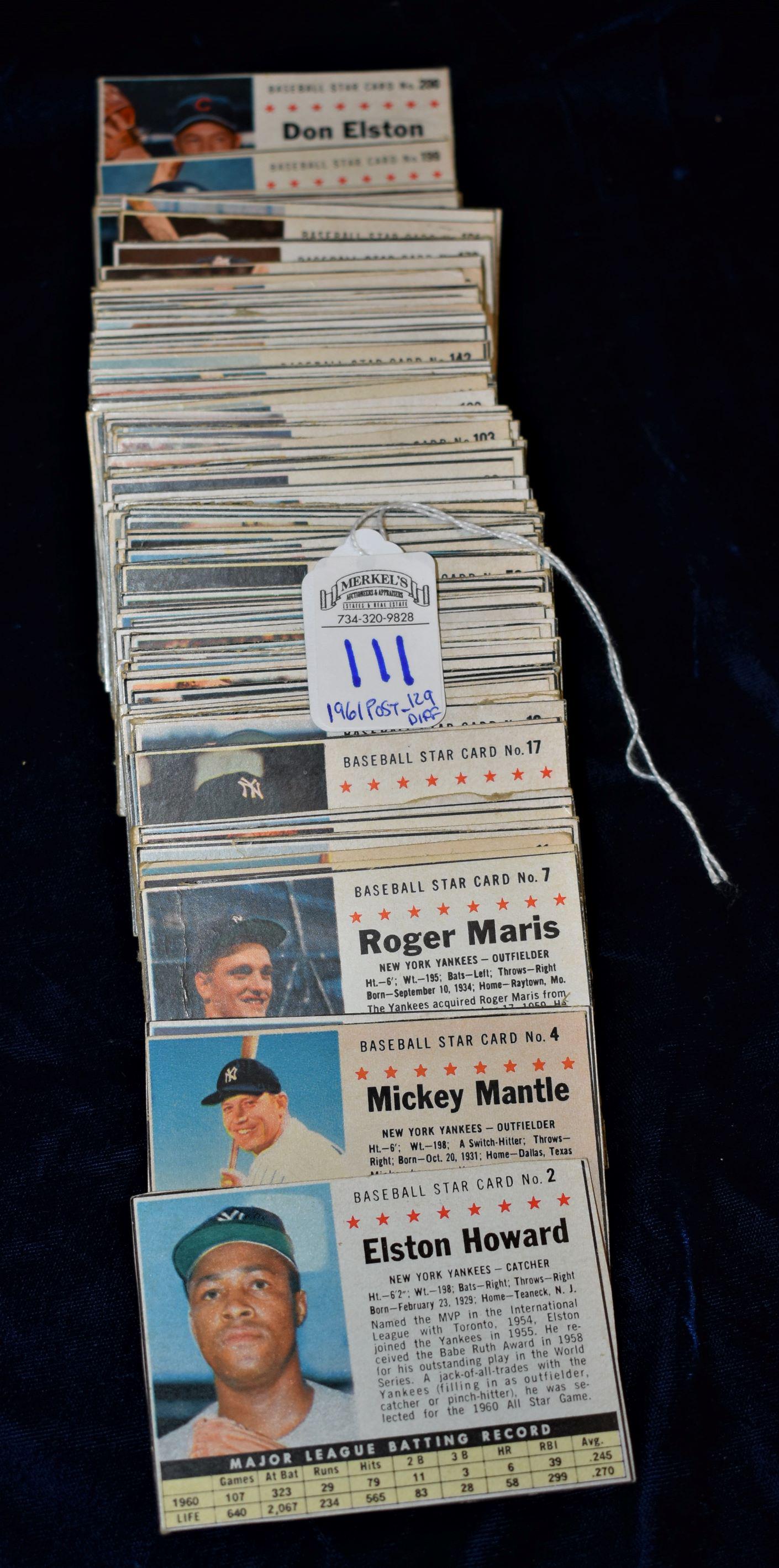 1961 Post Baseball Card Lot of 129 Different Cards (1 of 4)
