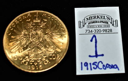 1915 100 Corona Austrian Gold Coin. BU.