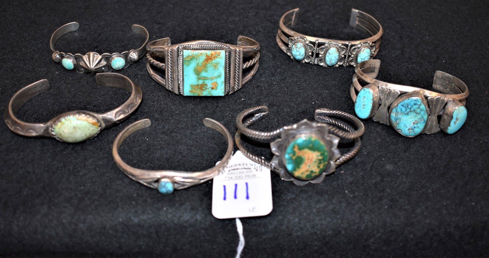 Lot of 7 Turquoise Bracelets with various metals (1 of 6)