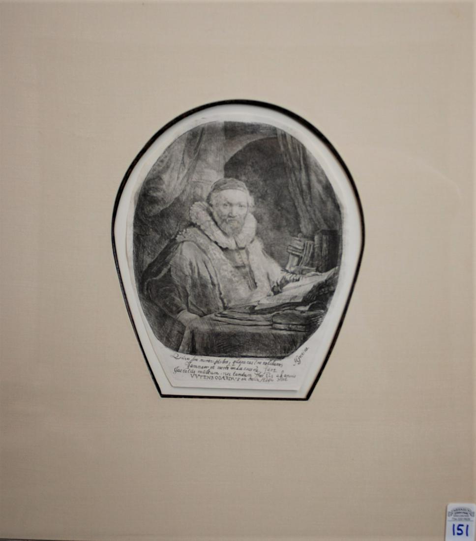 Rembrandt Etching titled "Jan Uytenbogaert, vi/vi" (1 of 5)