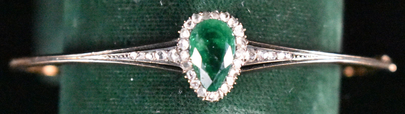 Antique Mine Cut Emerald, Diamond, &  Rose Gold Braclet (1 of 7)