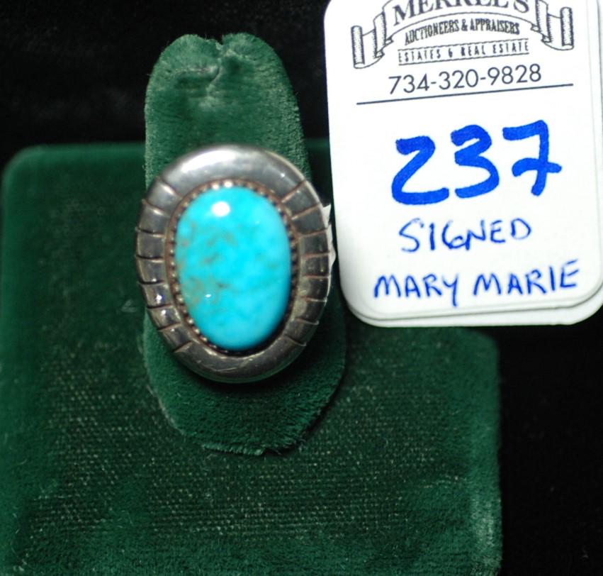 Mary Marie Signed Turquoise in Sterling Silver Ring (1 of 4)