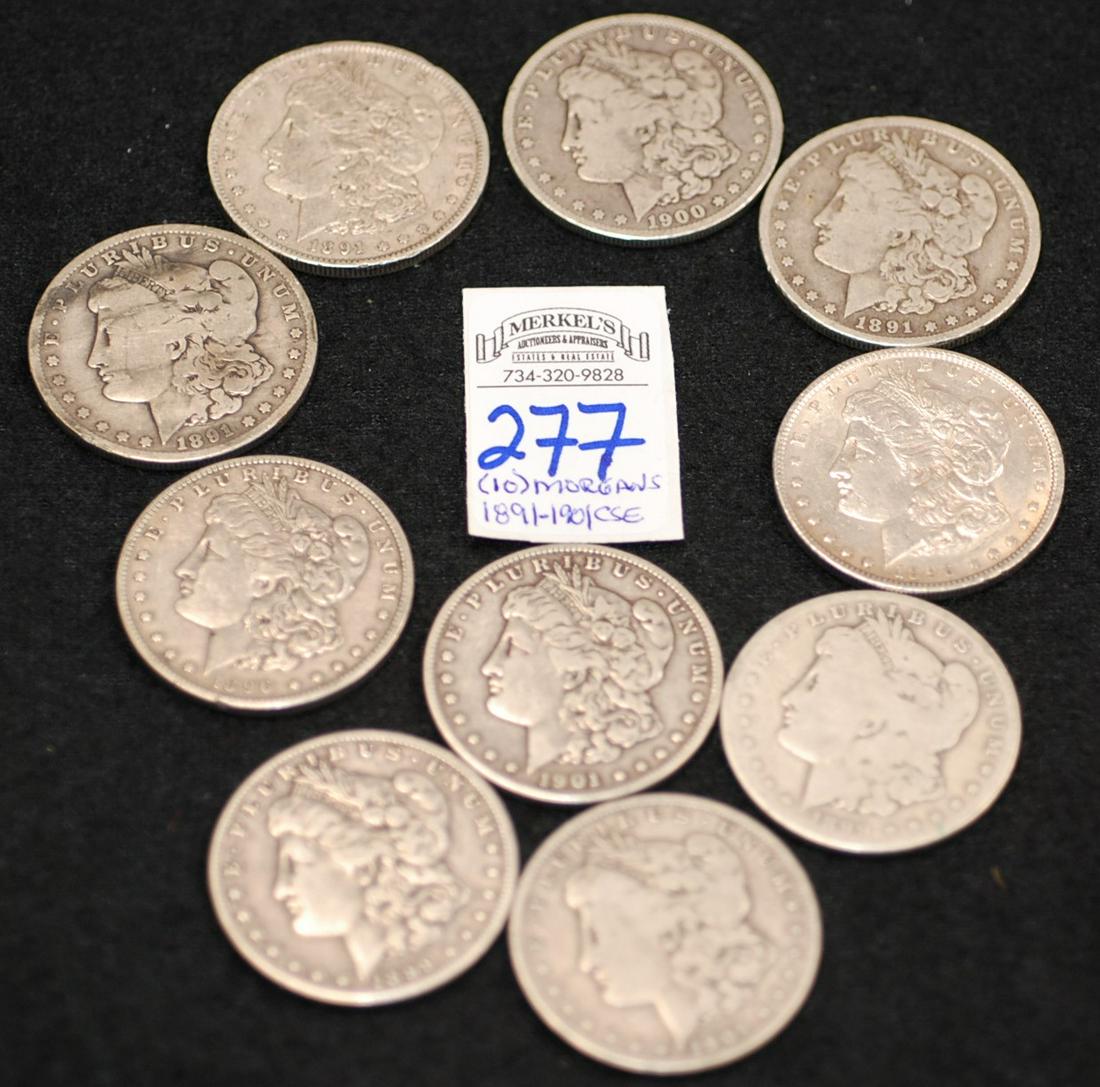 Lot of 10 Morgan Silver Dollars 1891-1901 (1 of 6)