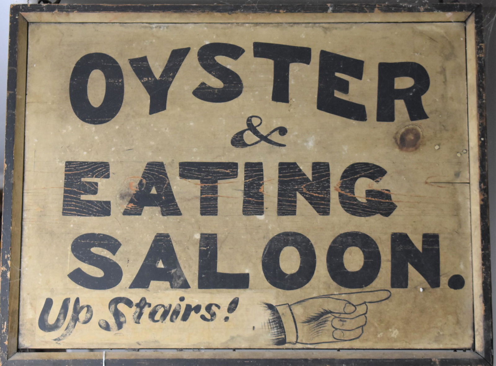 Original and Rare Manchester MI Oyster & Eating Saloon Up Stairs! Double Sided Wooden Sign (1 of 7)
