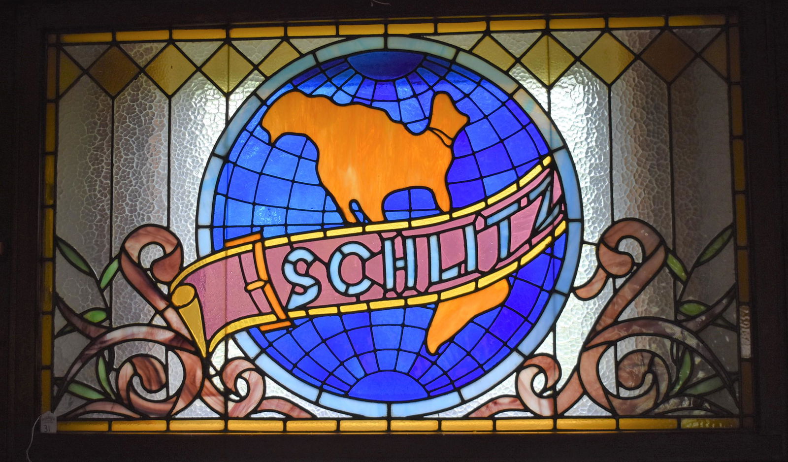 Schlitz Leaded Glass Window 28"x48" (1 of 1)