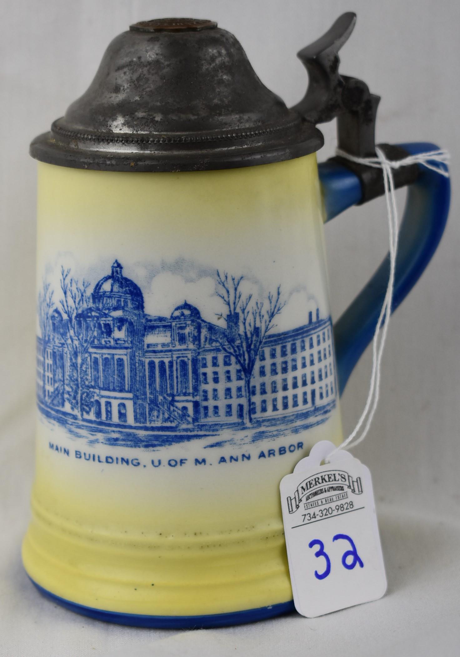 Vintage University of Michigan Main Building Ann Arbor Porcelian Beer Stein (1 of 5)