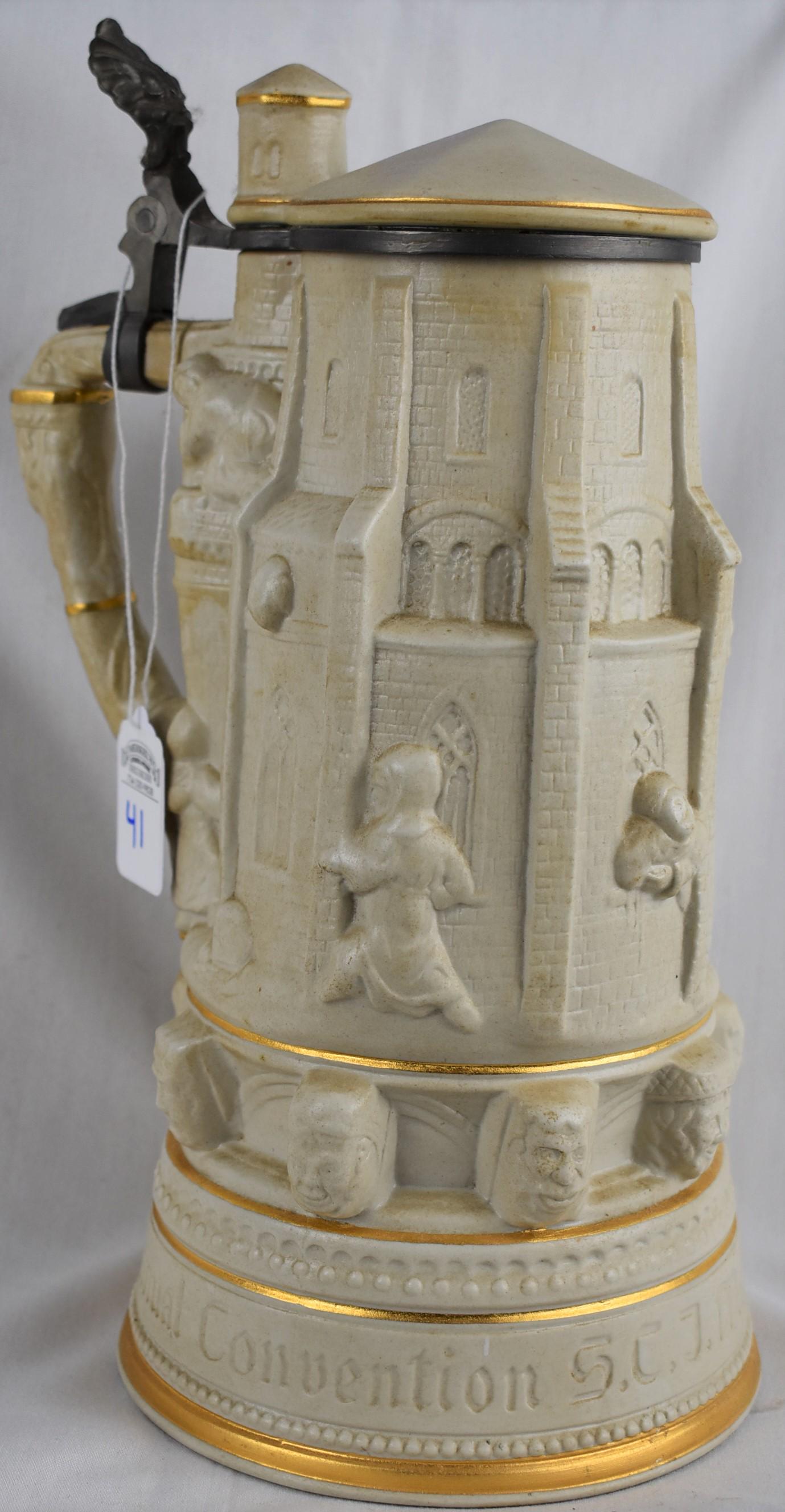 Mettlach "Abbey Tower" 1978 12th Annual Convention S.C.I 1000/231 12.5" Character Beer Stein (1 of 8)