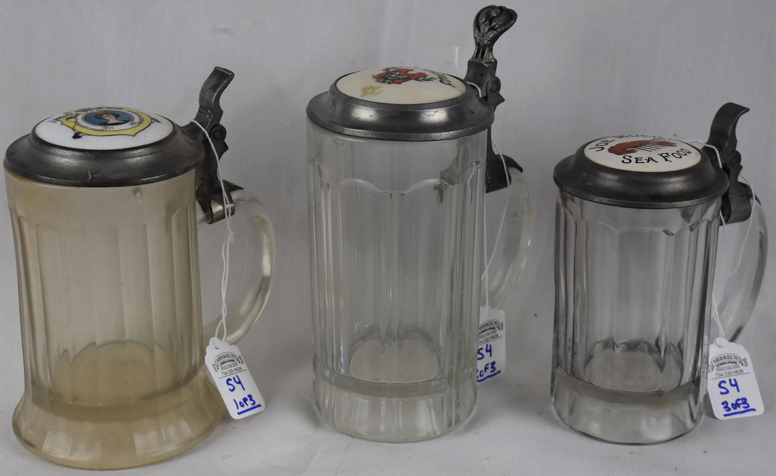 Lot of 3 Porcelain Topped Steins (1 of 7)
