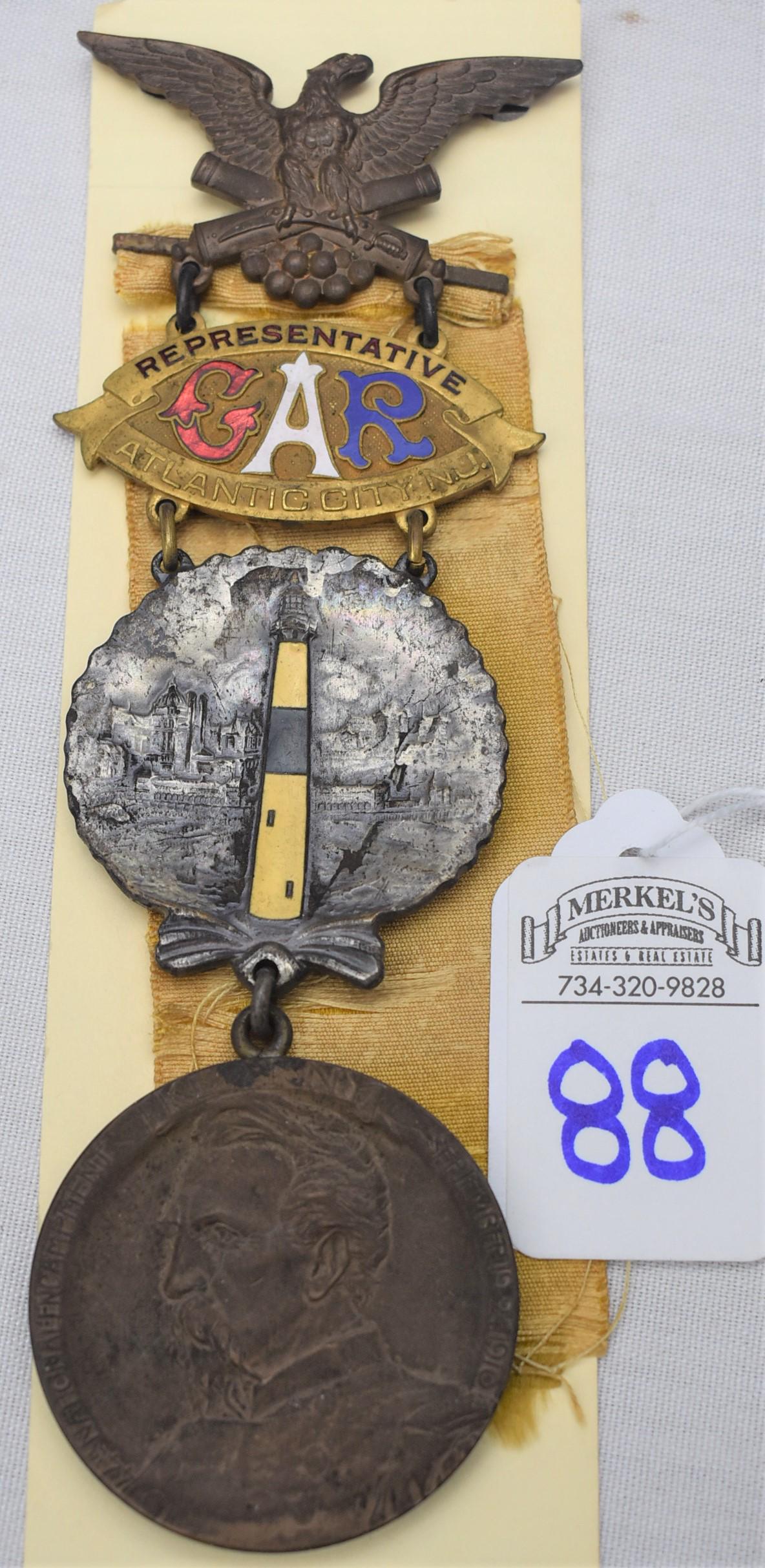 Fancy 1940 G.A.R 44th National Encampment Reunion Representative Badge Atlantic City, N.J (1 of 3)