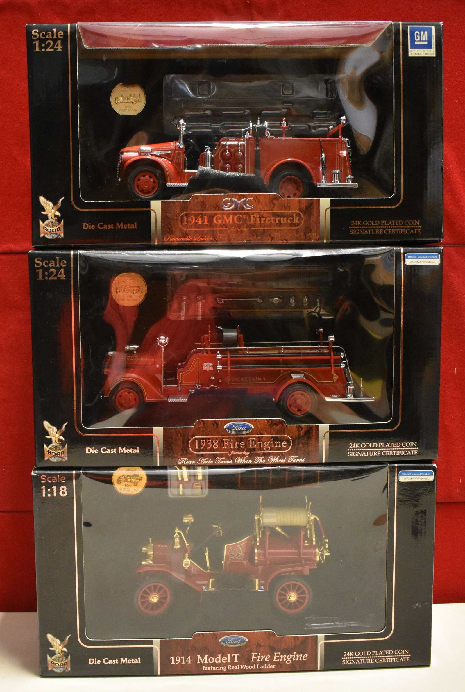 Signature Series 1/24 1938 Ford Fire Engine,  1/18 1914 Model T Fire Engine & 1/24 1941 GMC (1 of 1)