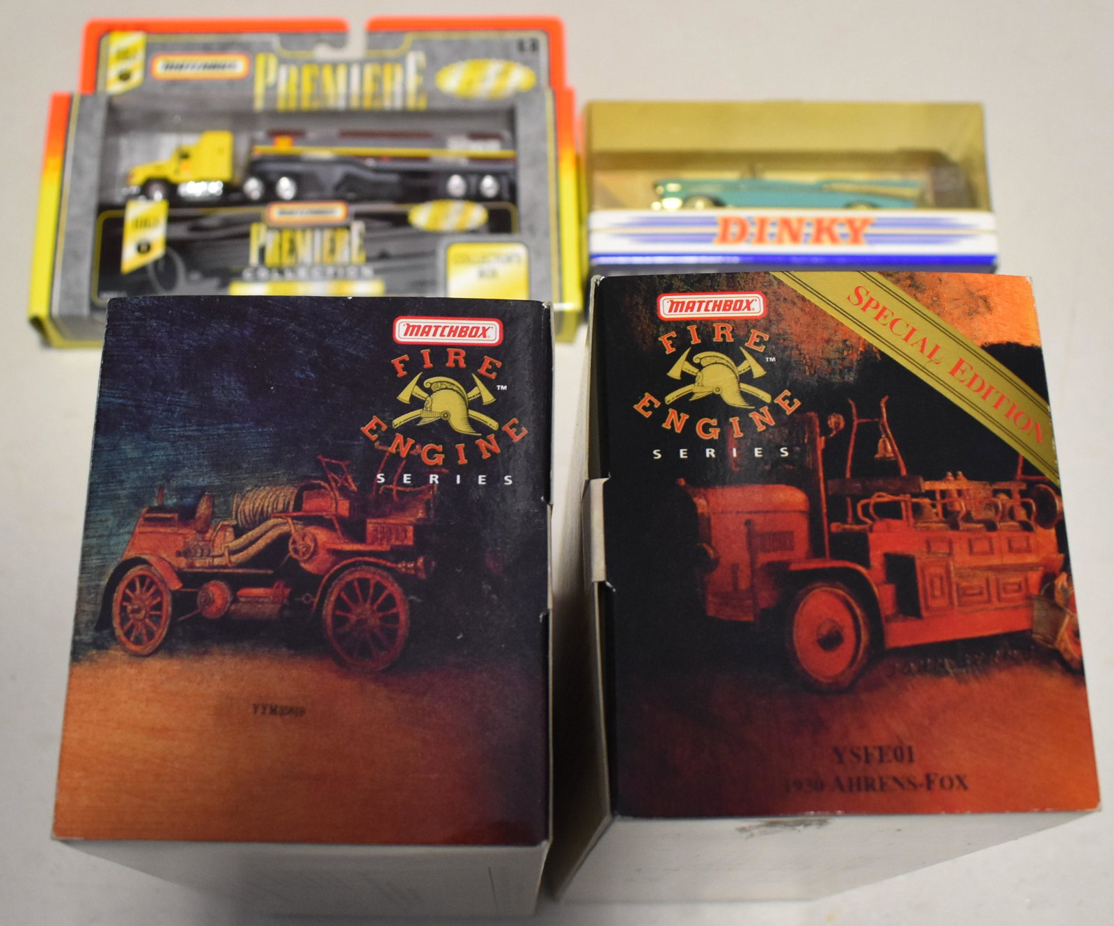 MatchBox Lot of 4-  Mack CH600 Shell 34331, 1957 Chevrolet Convertible DY27, 1956 Mack B-95 Pumper (1 of 1)