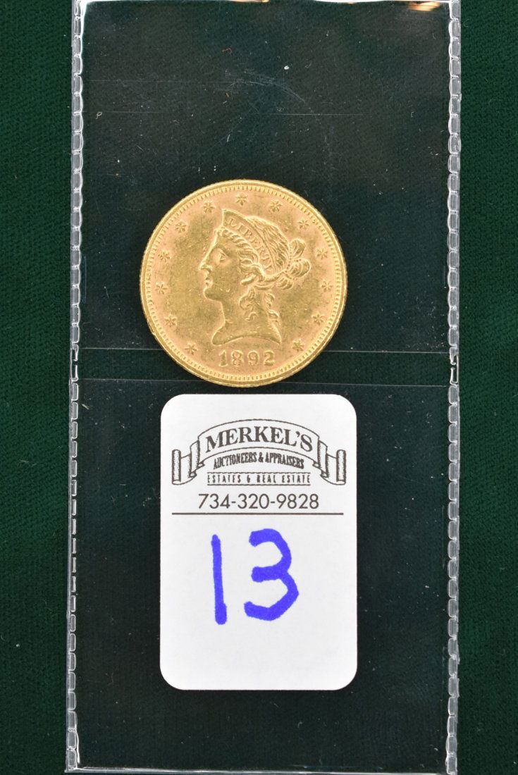 1892 $10 Liberty Gold Eagle Coin (1 of 2)