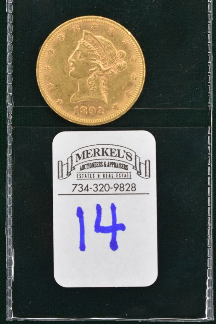 1892 $10 Liberty Gold Eagle Coin (1 of 2)