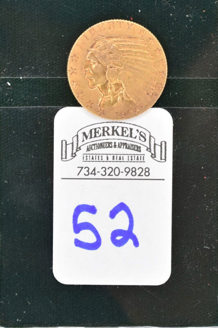 1908 Indian Head Half Eagle $5 Gold Coin (1 of 2)