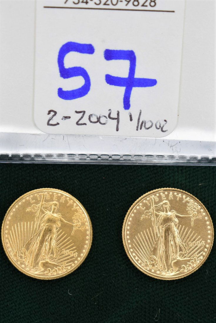 (Lot of 2) 2004 1/10 $5 American Eagle Gold Coins (1 of 3)