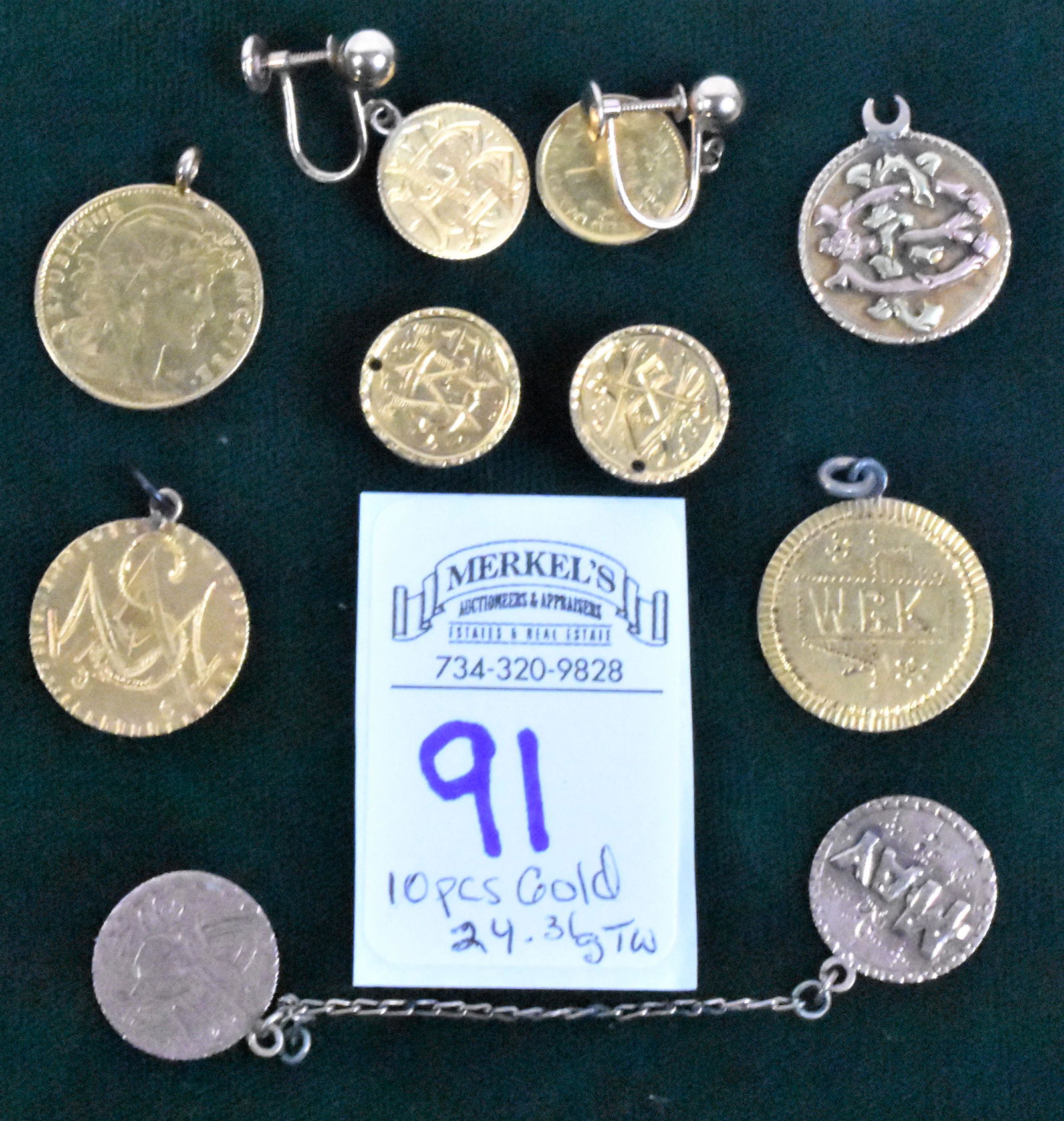 Lot of 10 Gold Coins Converted to Love Coins & Jewelry 24.3G (1 of 2)