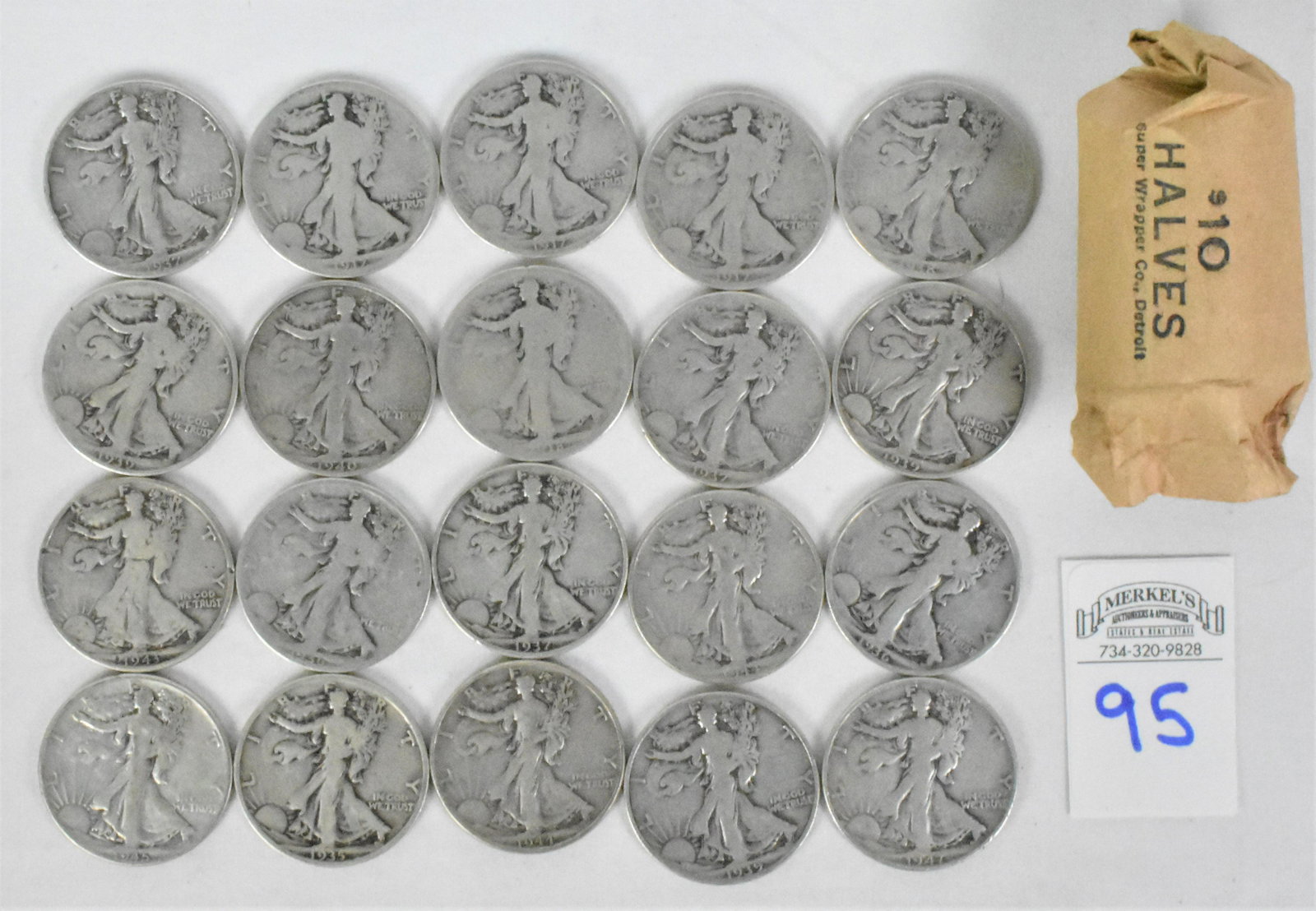 Mixed Roll of 20 Walking Liberty Half Dollar Silver Coins (1 of 3)