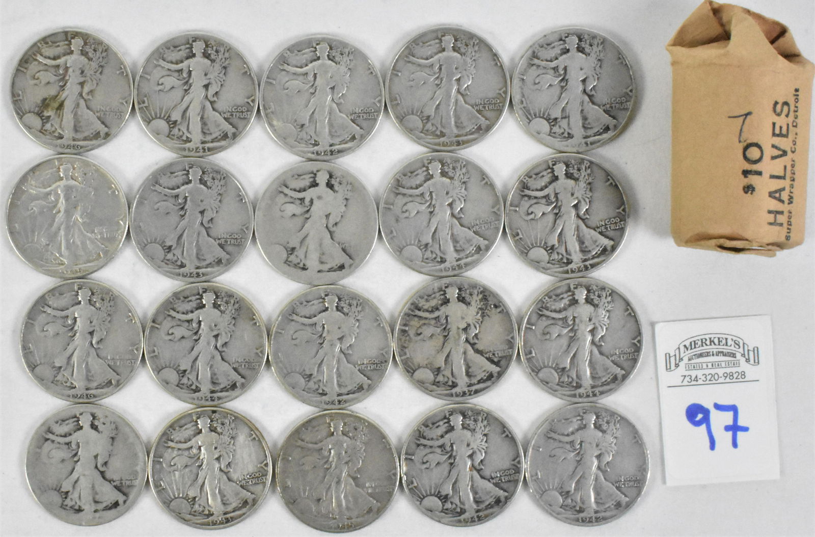 Mixed Roll of 20 Walking Liberty Half Dollar Silver Coins (1 of 3)