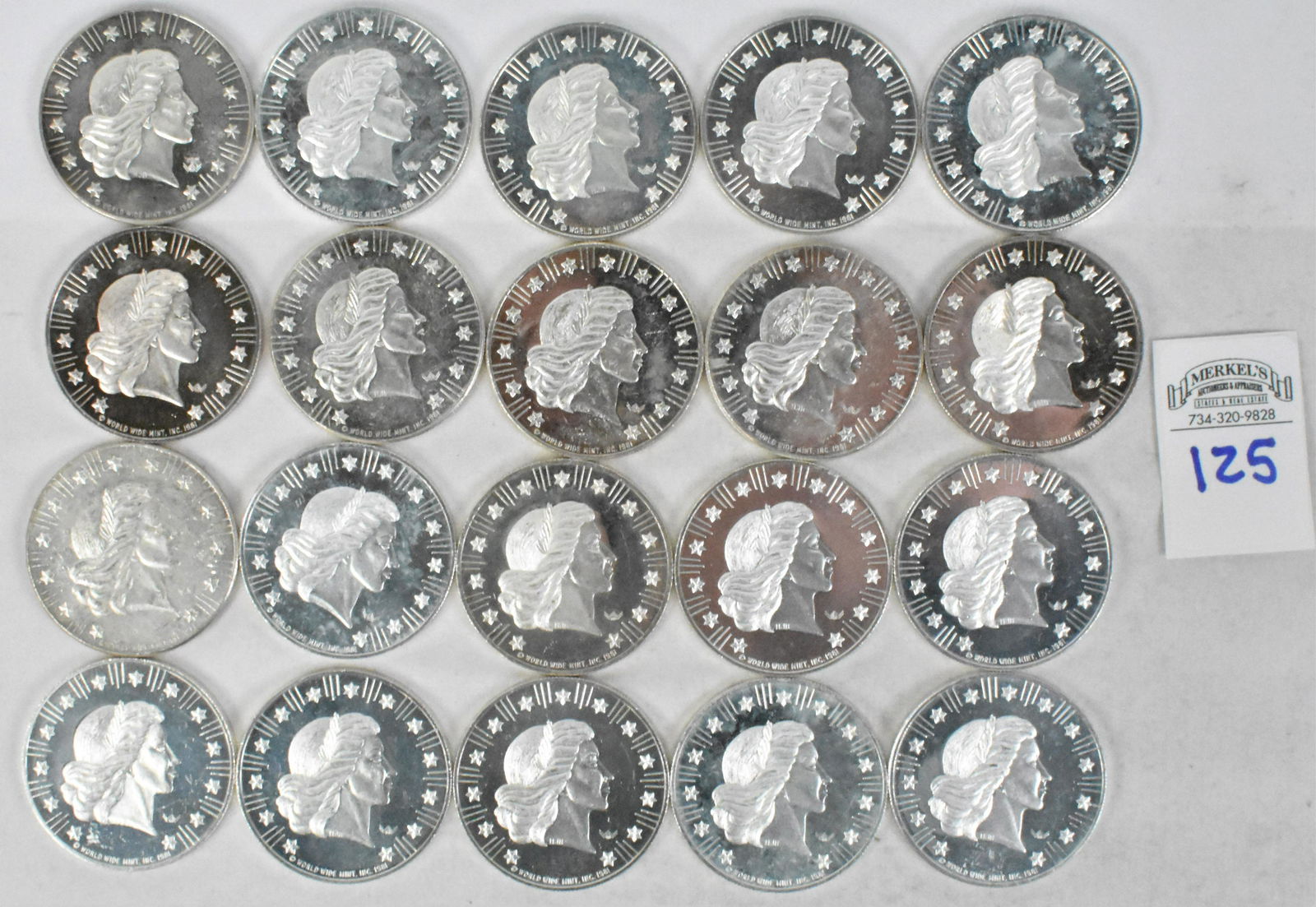 Lot of 20 World Wide Mint INC. 1981 .999 Silver 1 Troy Ounce Bullion Coins (1 of 2)