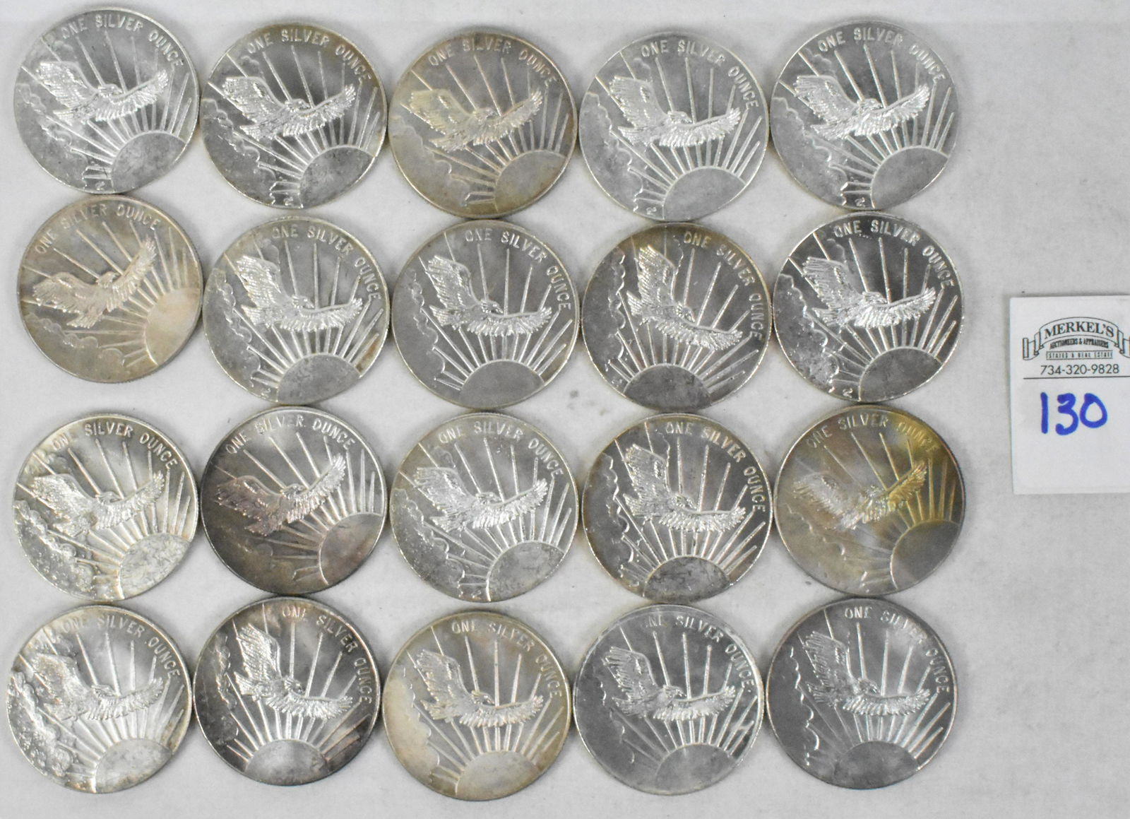 Lot of 20 South East Refining INC "Flying Eagle" .999 Silver 1 Troy Ounce Bullion Coins (1 of 2)