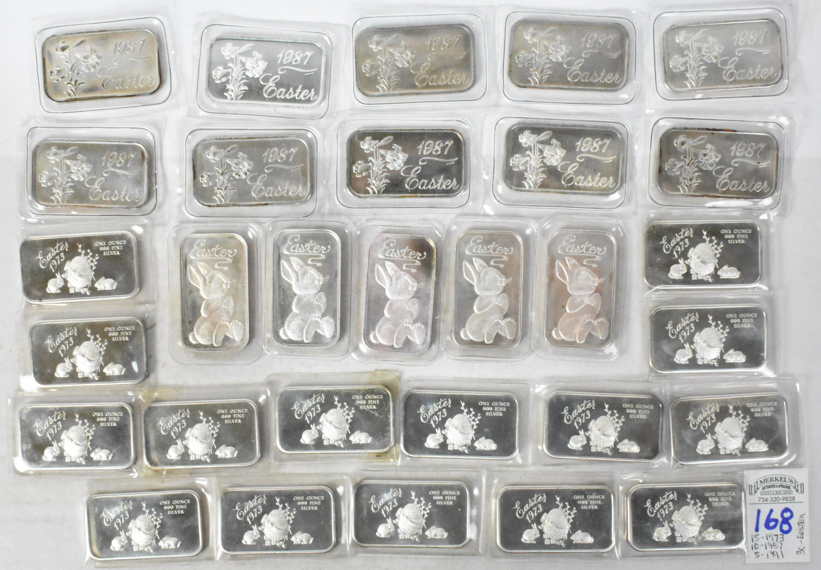 Lot of 30 Easter Related Mixed .999 Silver 1 Troy Ounce Bars (1 of 2)