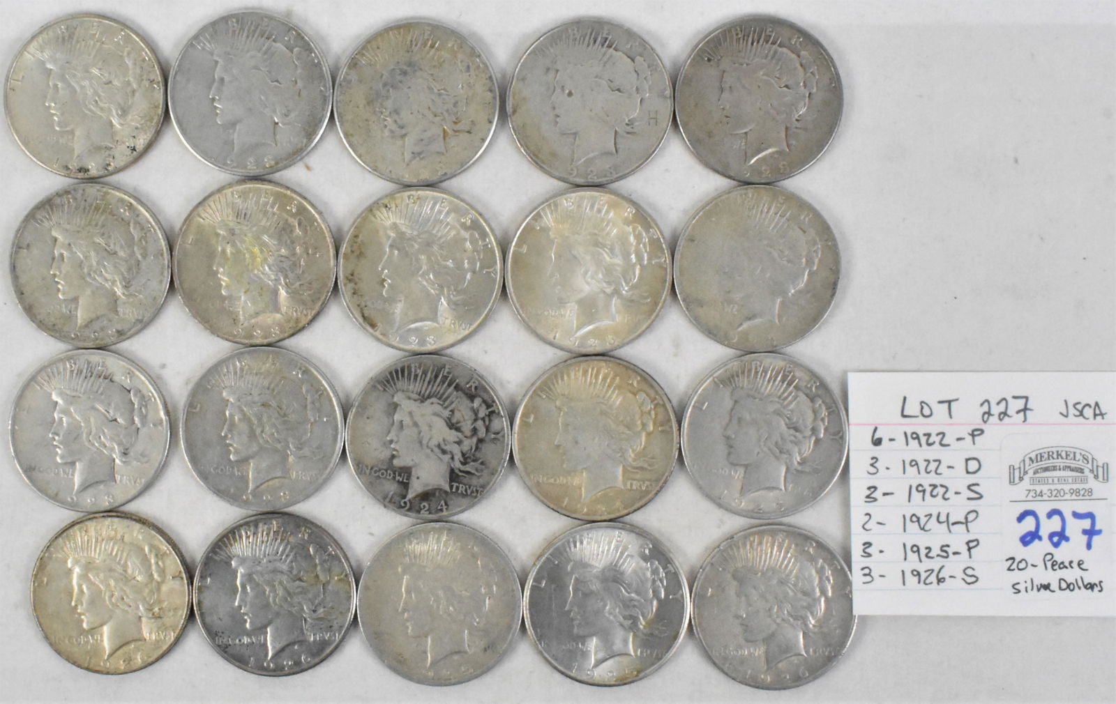 Roll of (20) Mixed Peace Silver Dollars (1 of 2)
