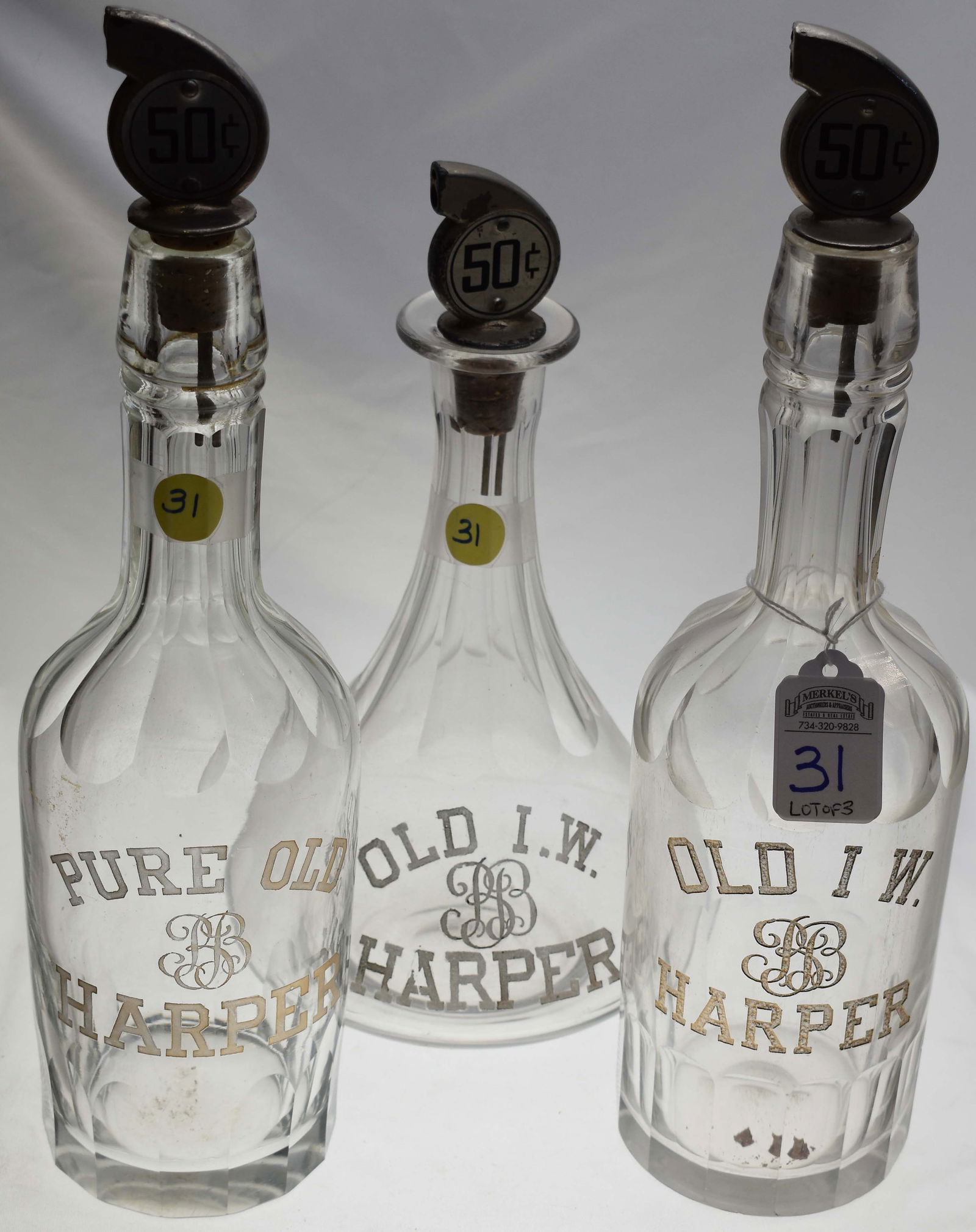 Back Bar Saloon Whiskey Bottle Lot of 3 (1 of 4)