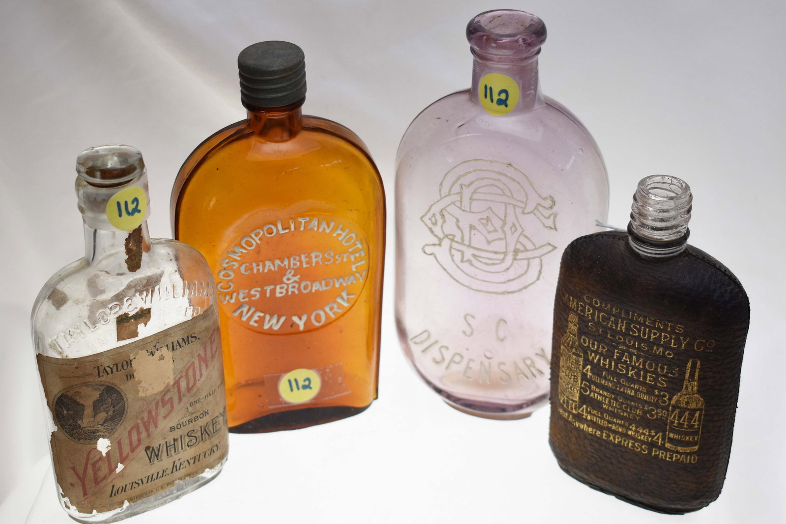 Lot of  4 Various Whiskey Flasks (1 of 6)