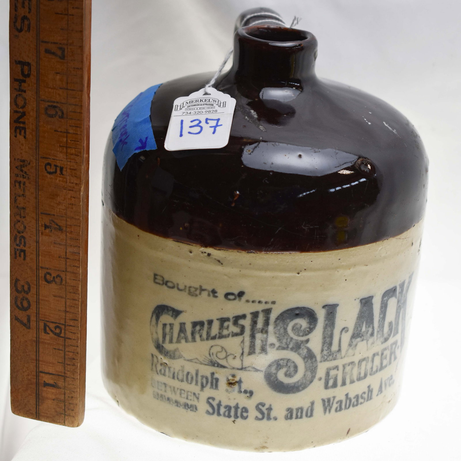 Charles H. Slack Stoneware Jug - Chicago (1 of 5)