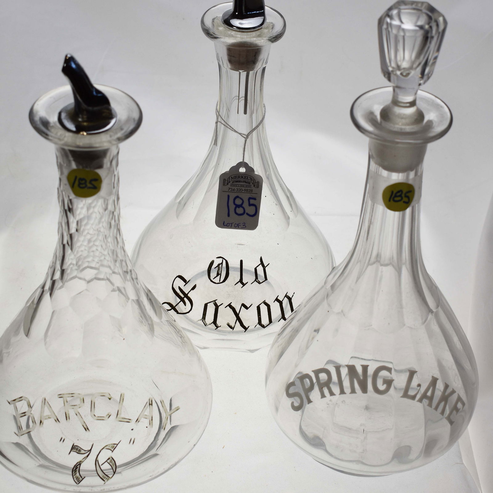 Lot of 3 Back Bar  Decanter Style Saloon Bottles (1 of 2)
