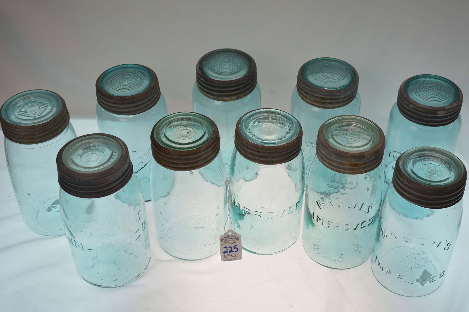 Lot of 10 Various Improved Style Mason Jars (1 of 2)